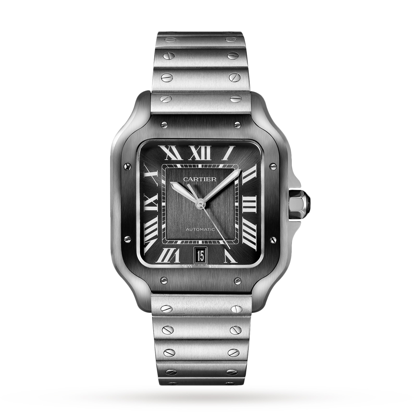 Santos De Cartier Watch Large Model, Automatic Movement, Steel, ADLC, Interchangeable Metal And Rubber Bracelets image