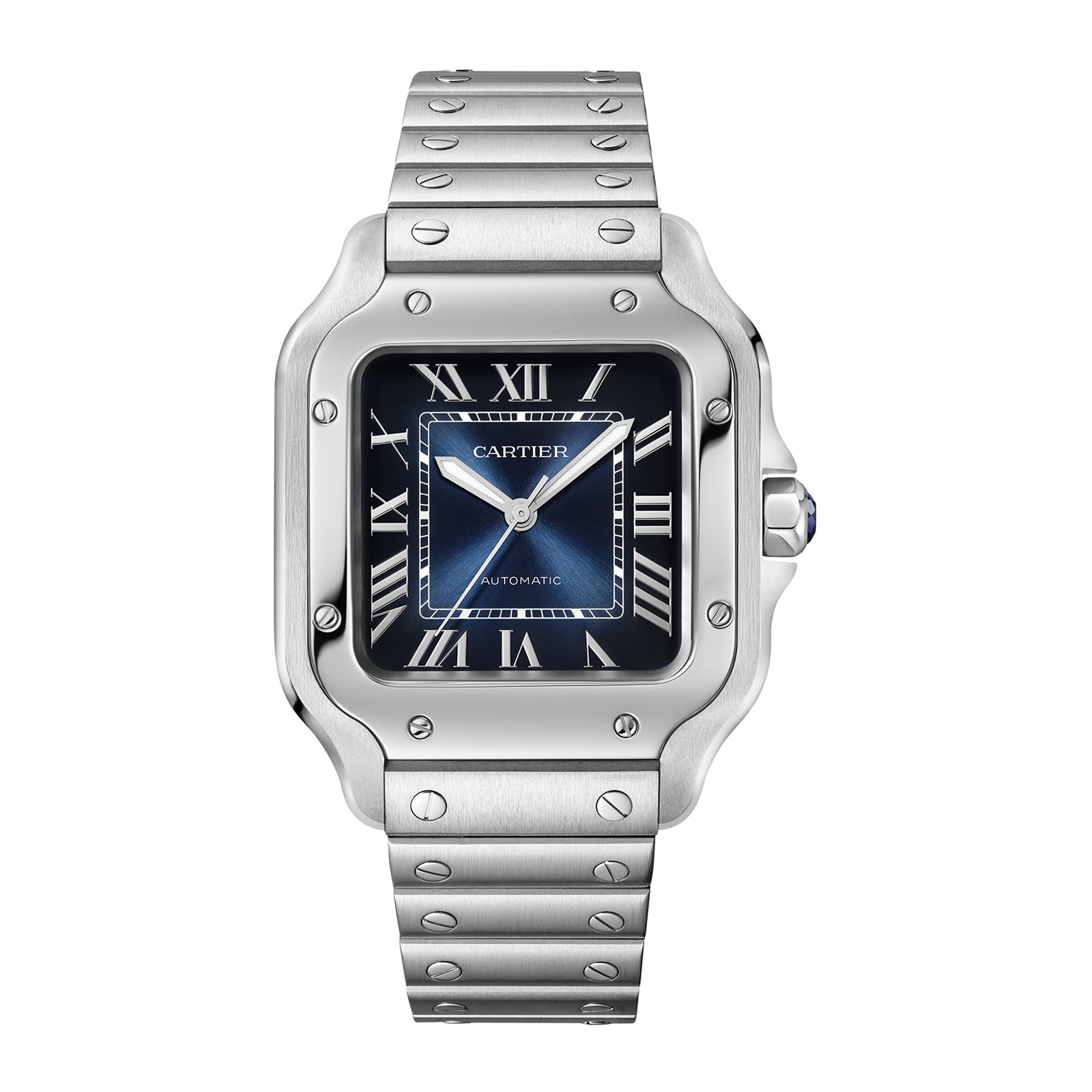 Santos de Cartier Watch, Medium Model, Steel, Automatic, Interchangeable Leather Strap Santos de Cartier Watch, Medium Model, Steel, Automatic, Interchangeable Leather Strap image