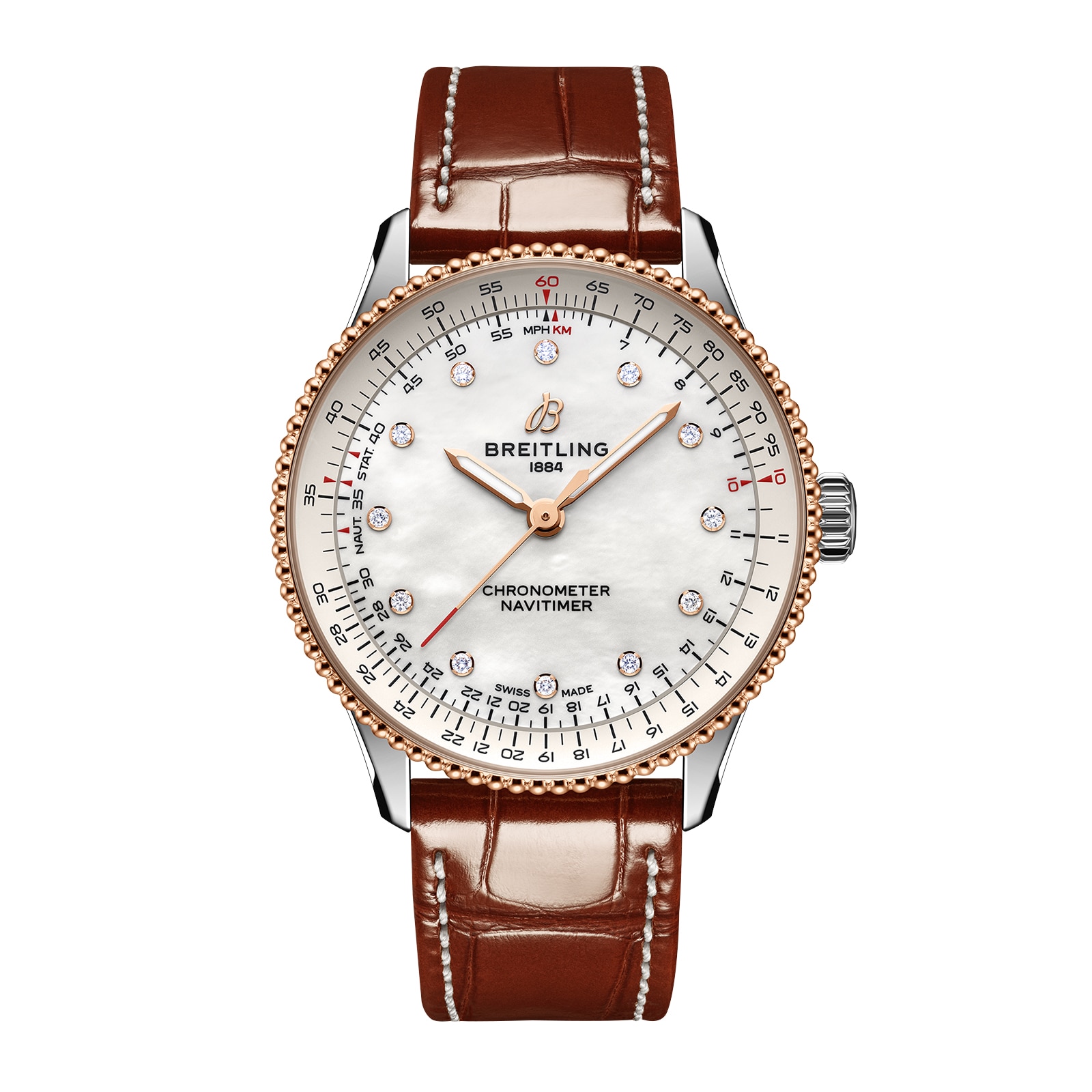 Navitimer 36mm Ladies Watch White Mother Of Pearl Alligator image